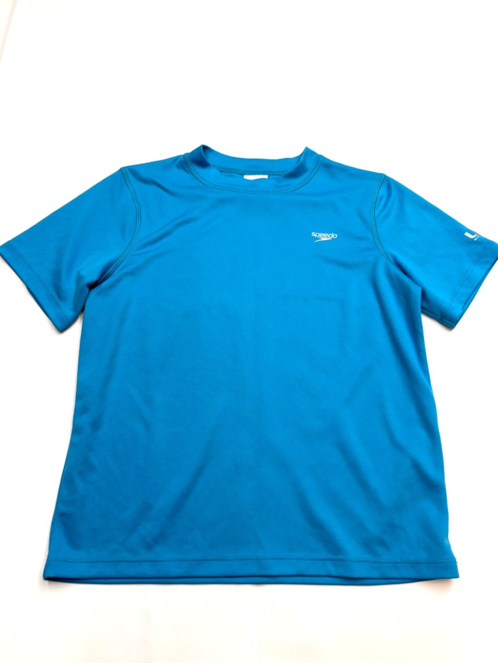 SPEEDO Boys XL 16 Blue Short Sleeve UV Blocking SPF Swim Rash Guard Shirt T20